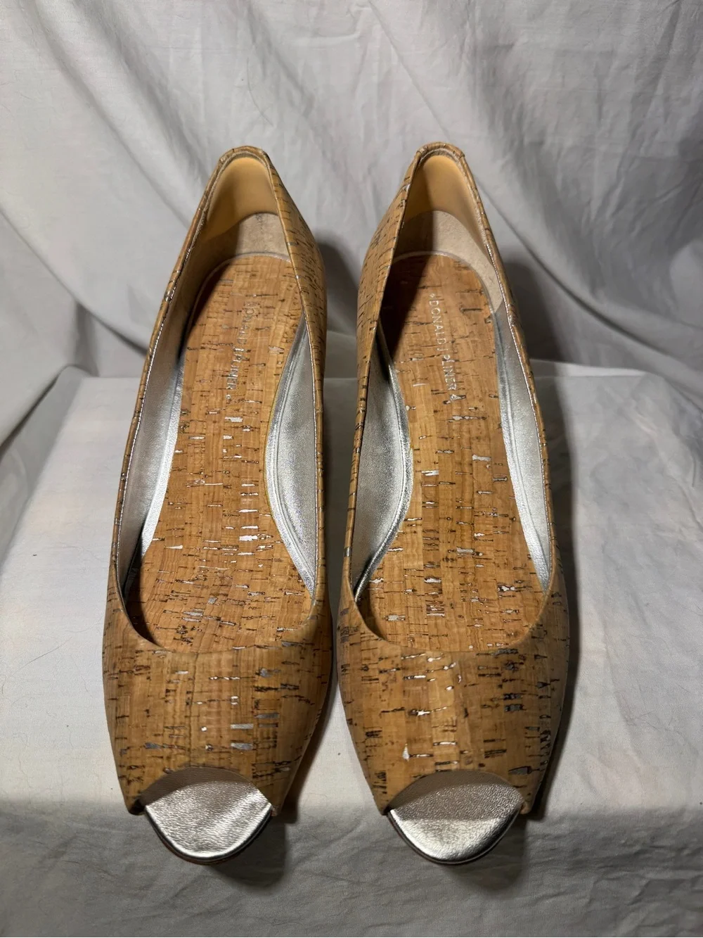Donald J. Pliner CORK LOW WEGDE PEEP TOE PUMP 11 M $398.00 MSRP LOOKS FANTASTIC